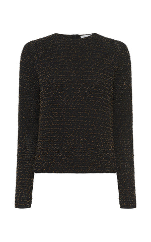 Galene Knit Sweater in Black & Gold Beaded Cashmere