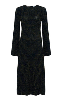 Opora Knit Midi Dress in Black & Gold Beaded Cashmere