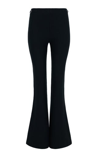 Black Merino Wool Cashmere Flare Cropped Knit Pant - Front View | Gabriela Hearst