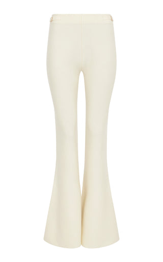 Ayala Flare Cropped Knit Pant in Off White Merino Wool Cashmere