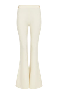 Ayala Flare Cropped Knit Pant in Off White Merino Wool Cashmere