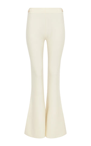 Ayala Flare Cropped Knit Pant in Off White Merino Wool Cashmere