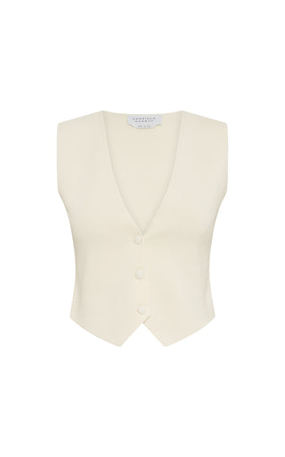 Enso Knit Vest in Off White Merino Wool Cashmere
