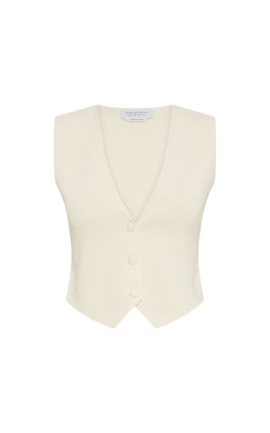 Enso Knit Vest in Off White Merino Wool Cashmere