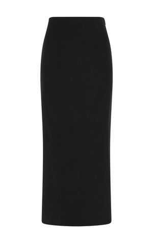 Circe Knit Maxi Skirt in Black Merino Wool Cashmere