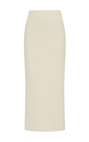 Circe Knit Maxi Skirt in Ivory Merino Wool Cashmere