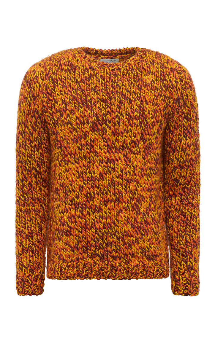 Poros Knit Sweater in Cadmium Yellow, Spice & Bordeaux Cashmere