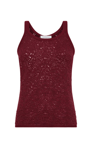 Bordeaux Merino Wool Lace Knit Tank Top - Flat Lay Front View | Gabriela Hearst