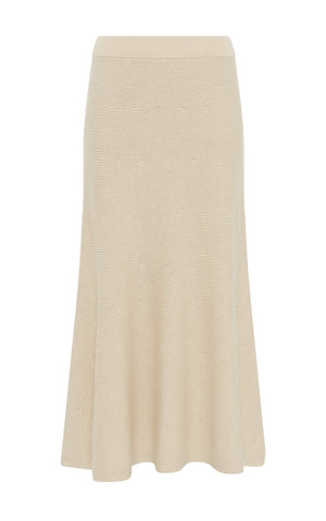 Titan Knit Midi Skirt in Ivory Cashmere