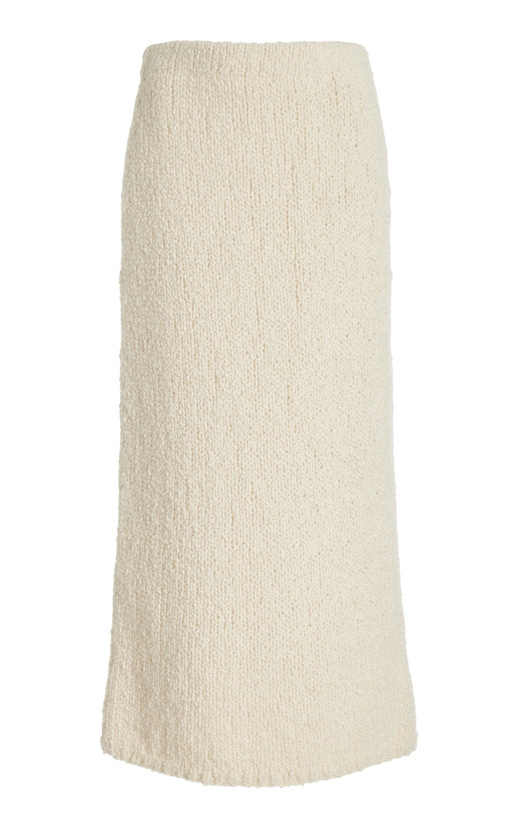 Titan Knit Maxi Skirt in Ivory Cashmere Boucle
