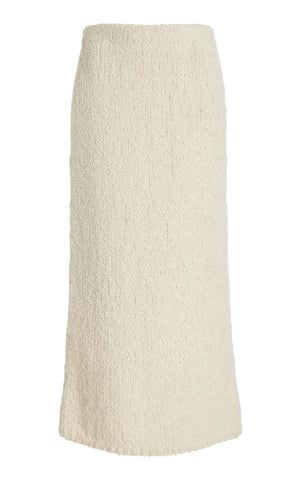 Titan Knit Maxi Skirt in Ivory Cashmere Boucle