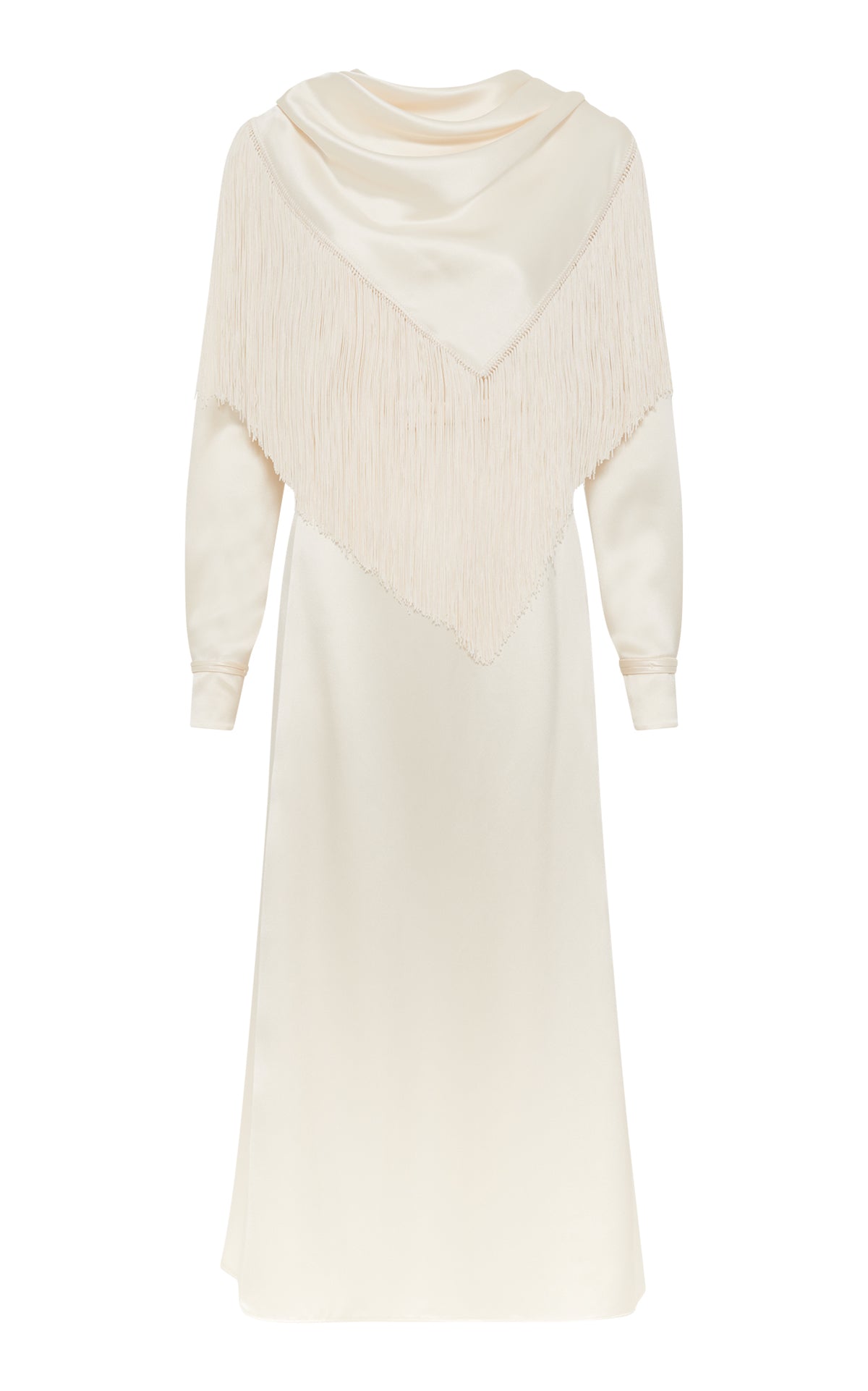 Women's Ivory Silk Fringe Scarf Dress | Gabriela Hearst Women's Ivory Silk Fringe Scarf Dress | Gabriela Hearst