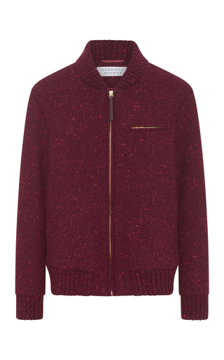 Bordeaux Speckled Cashmere Bomber Jacket - Front Flat Lay | Gabriela Hearst