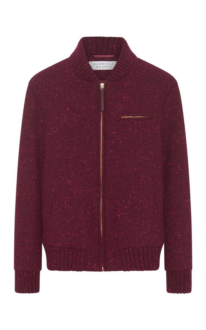 Winslow Knit Bomber in Bordeaux & Fuchsia Speckled Cashmere