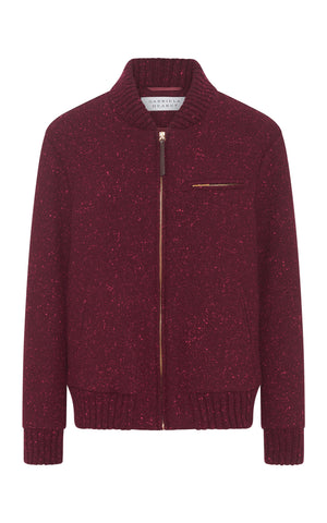 Winslow Knit Bomber in Bordeaux & Fuchsia Speckled Cashmere