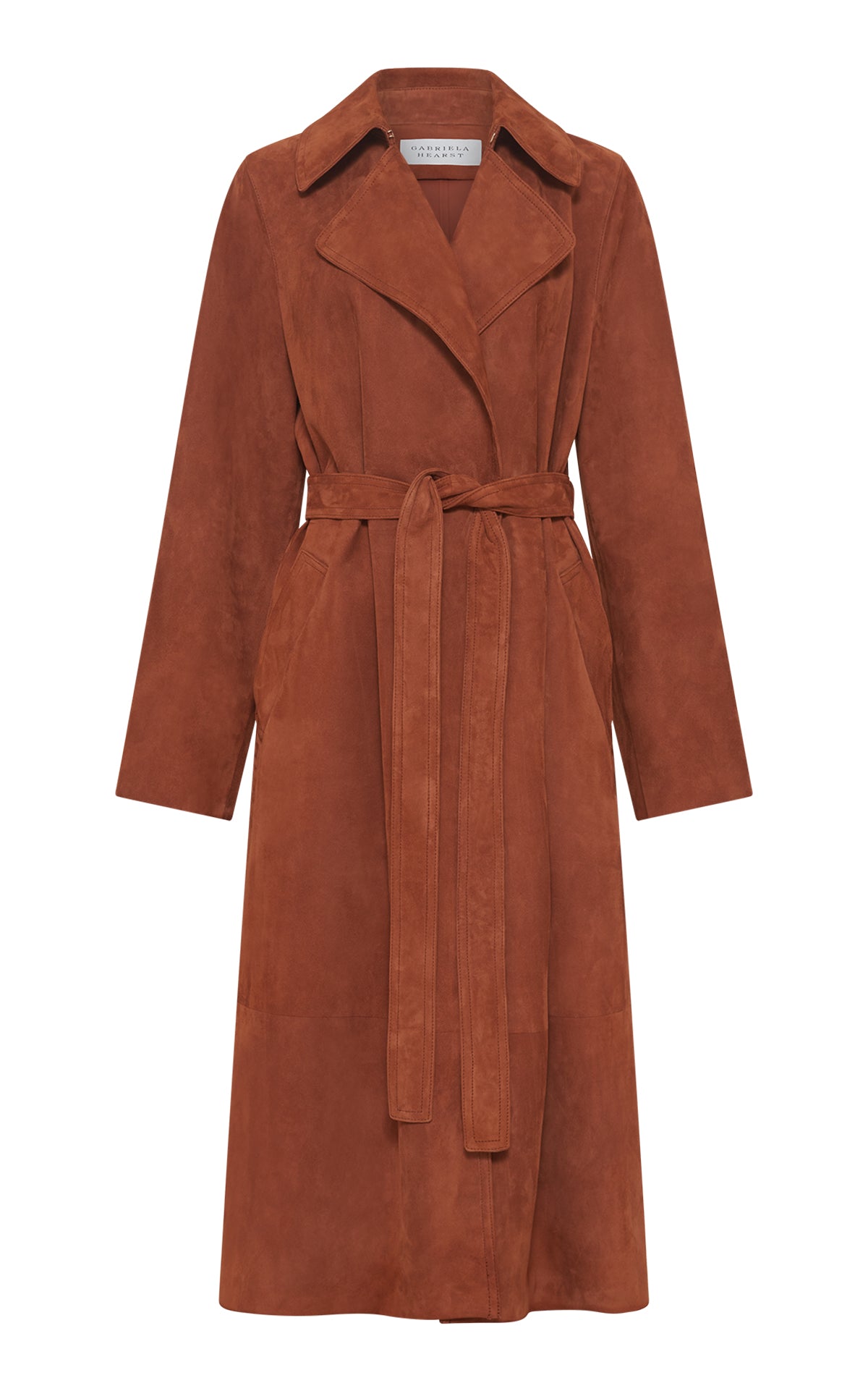 Lyra Trench Coat in Cognac Suede