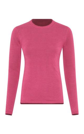 Leif Reversible Knit Sweater in Bordeaux & Fuchsia Cashmere Silk