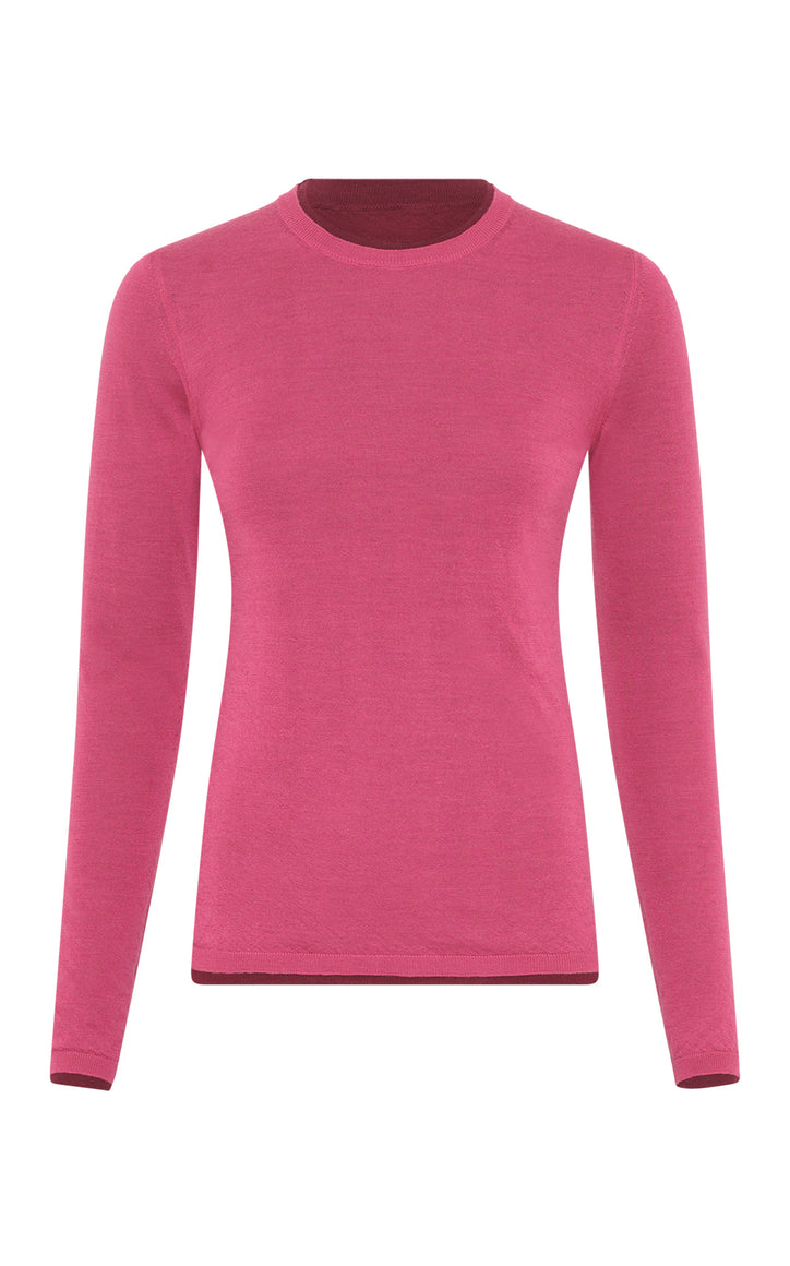 Leif Knit Sweater in Bordeaux Fuchsia Cashmere Silk