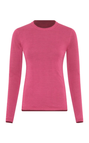 ボルドーフクシアカシミアシルクのリーフセーター