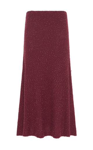 Bordeaux Beaded Cashmere Silk Knit Midi Skirt - Flat Lay | Gabriela Hearst