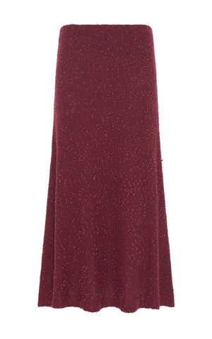 Sabine Knit Midi Skirt in Bordeaux Beaded Cashmere Silk