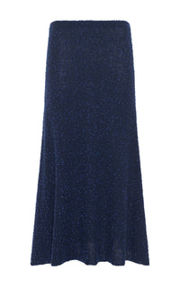 Sabine Knit Skirt in Electric Navy & Cobalt Beaded Cashmere Silk