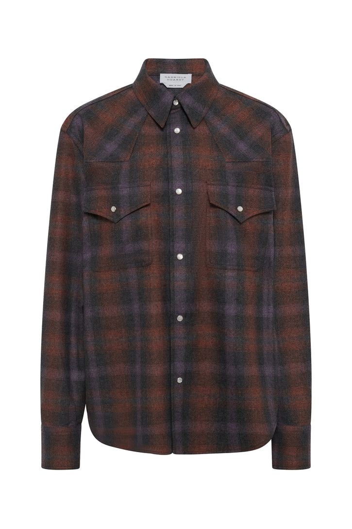 Dixon Western Shirt in Tonic Orange Multi Wool Cashmere