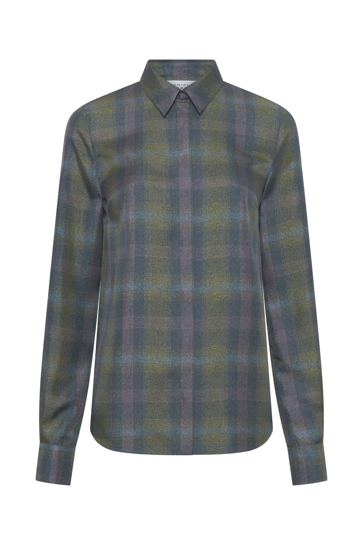 Henri Blouse  in Citrine Multi Wool Cashmere Plaid
