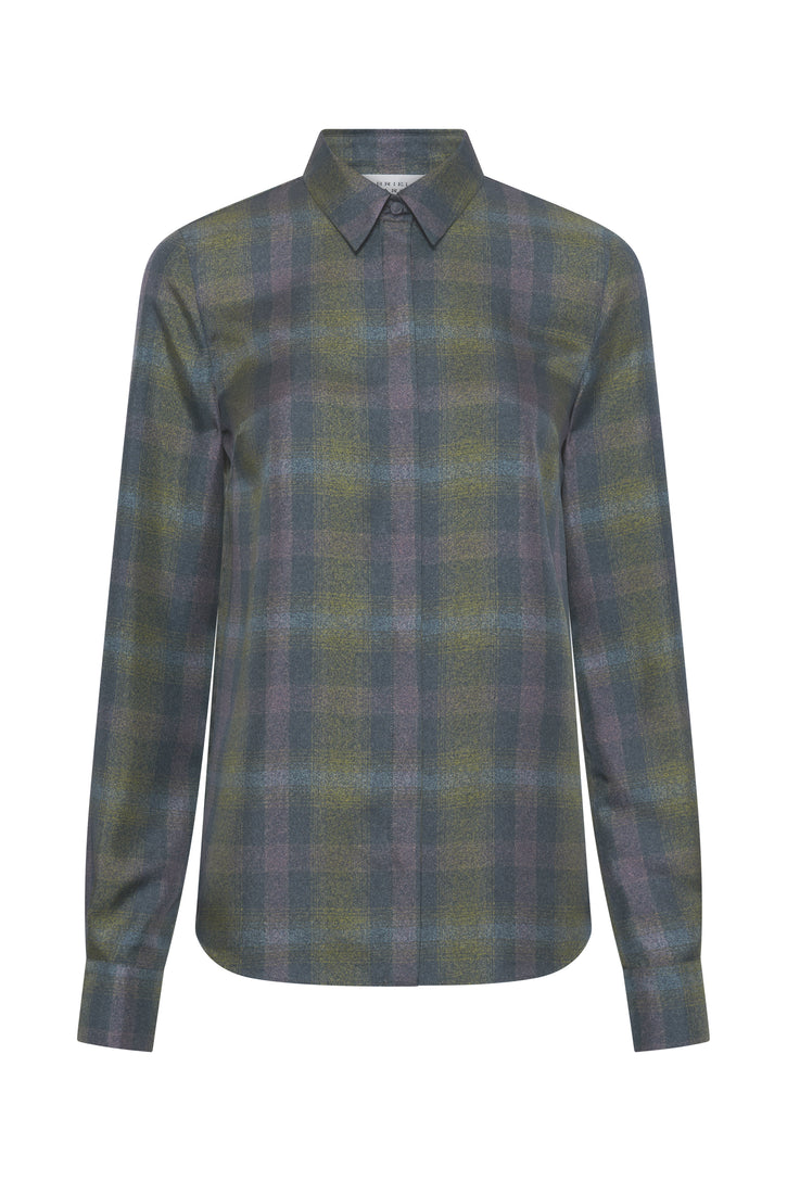 Henri Blouse  in Citrine Multi Wool Cashmere Plaid