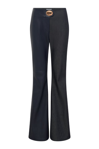 Mesa Pant in Recycled Denim & Textured Leather