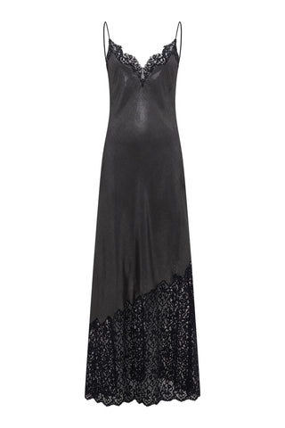 Pomona Dress in Black & Silver Foil Printed Wool