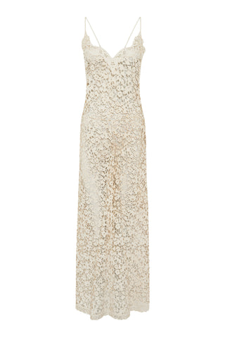 Anaya Dress in Ivory Suede Lace