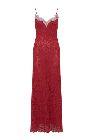 Nesta Dress in Scarlet Red Sea Island Cotton Lace