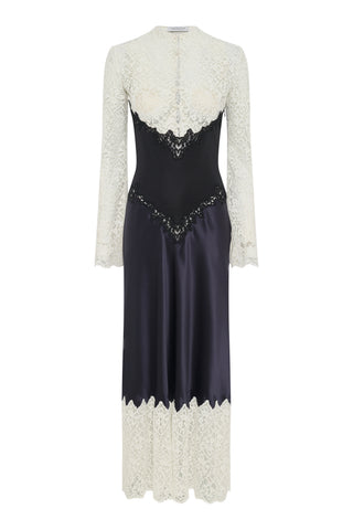 Esker Dress in Dark Navy & Ivory Sea Island Cotton