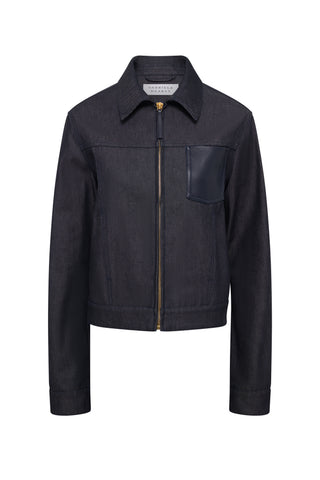 Atropos Jacket in Recycled Denim & Textured Leather