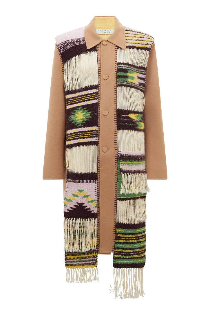 Cardea Rev Trench with Blanket in Camel Multi Cashmere