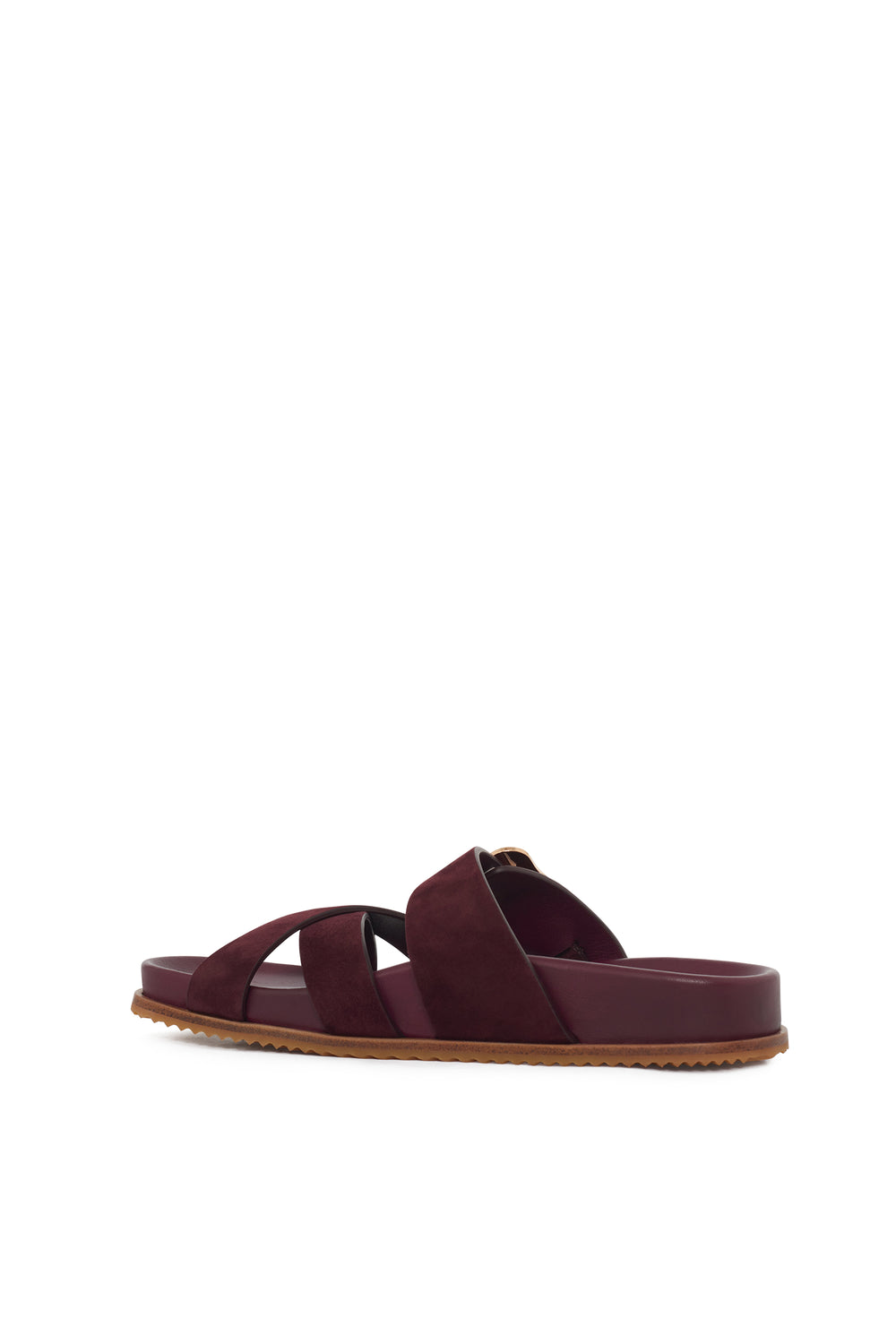 Circe Flat Sandal in Bordeaux Suede