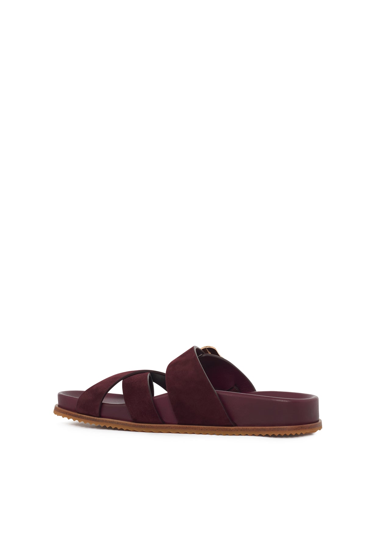 Circe Flat Sandal in Bordeaux Suede