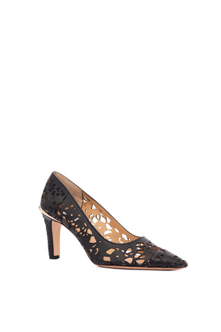Edwina Pump in Black Nappa Leather Lace