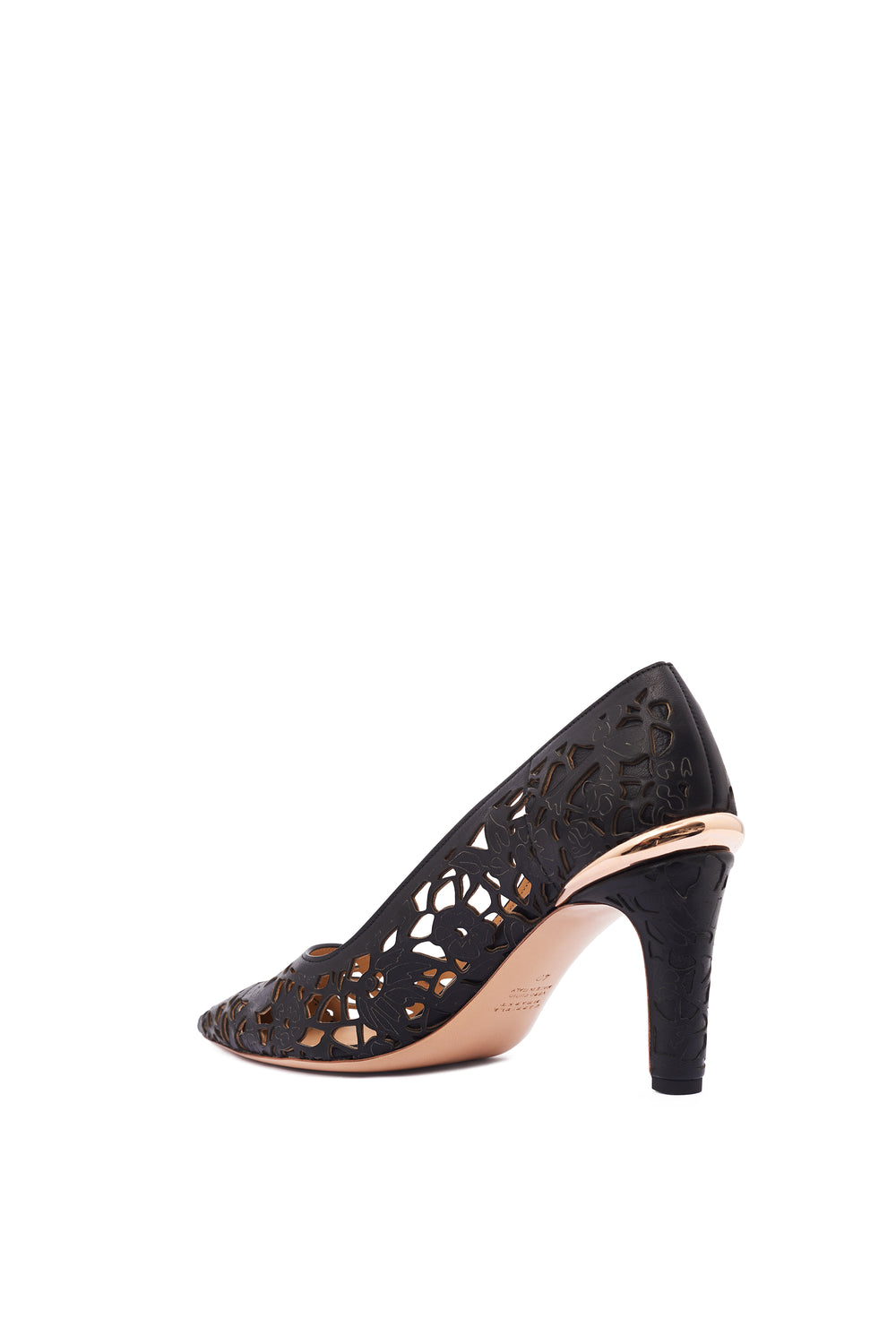 Edwina Pump in Black Nappa Leather Lace
