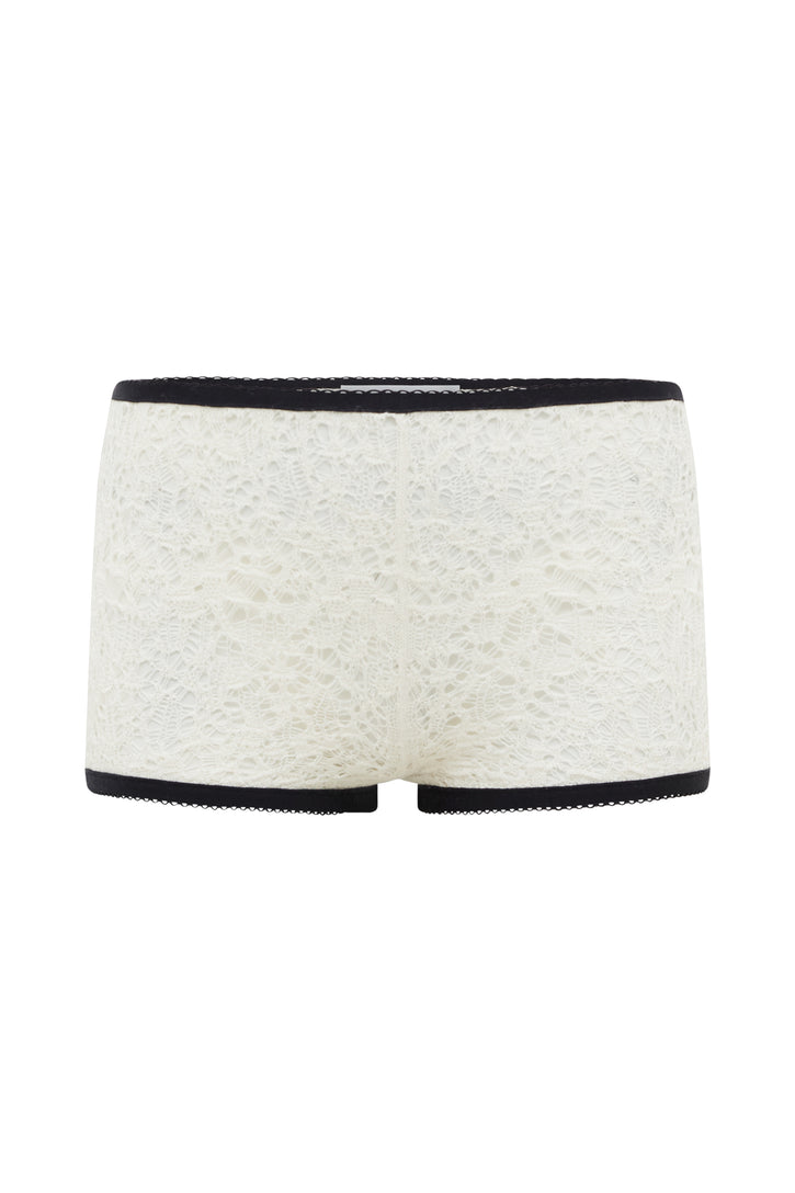 Zuni Hotpant in in Ivory & Navy Antelope Merino Wool & Silk