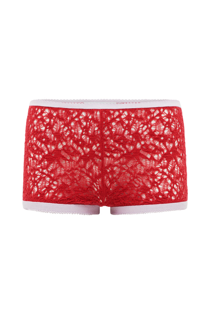 Zuni Hotpant in Scarlet Red & Lilac Merino Wool