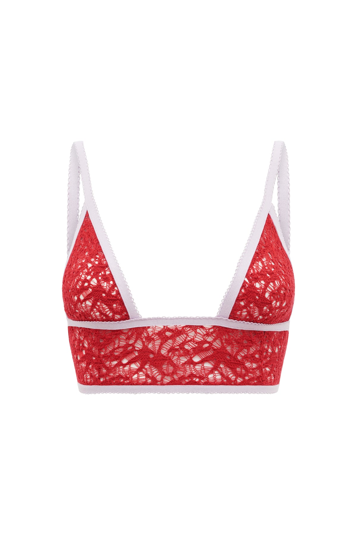 Belen Bra in Scarlet Red & Lilac Merino Wool