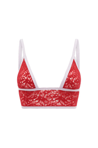 Belen Bra in Scarlet Red & Lilac Merino Wool