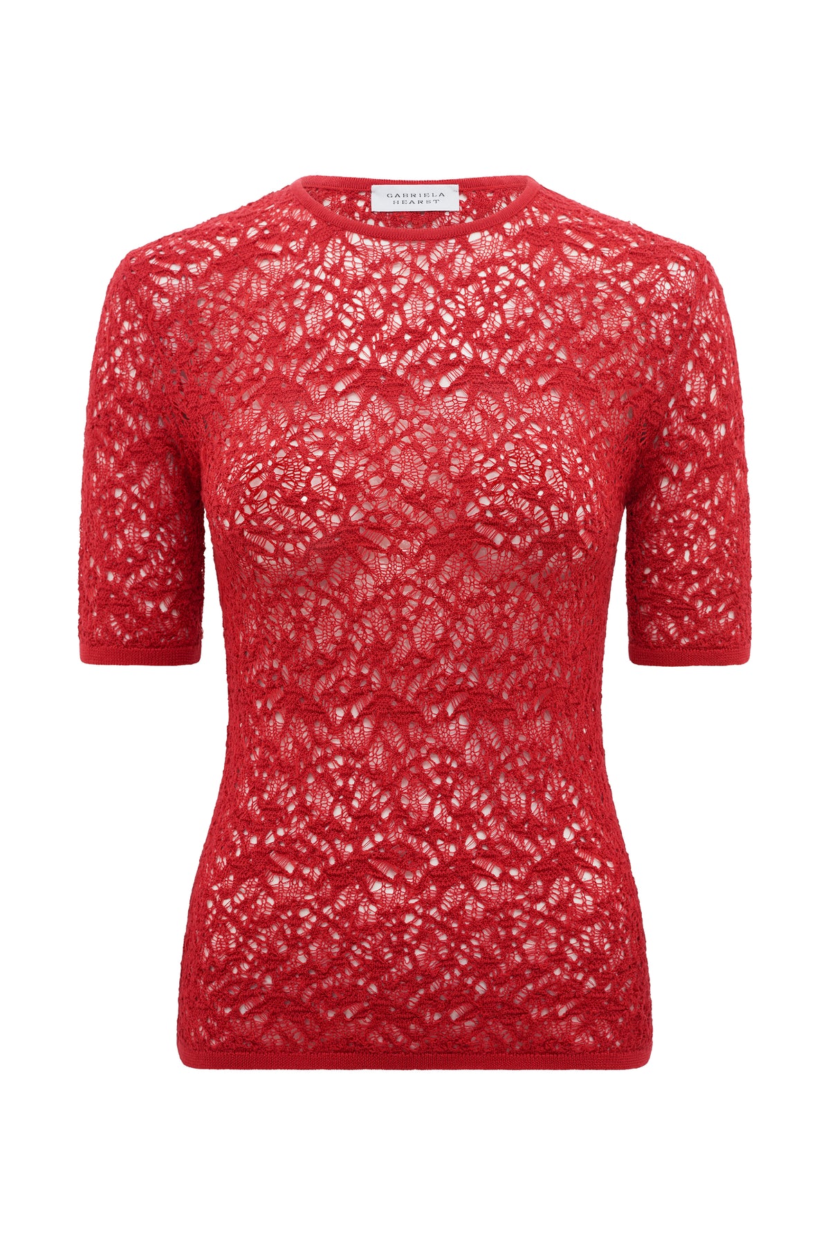 Aperture Crewneck in Scarlet Red Merino Wool Silk