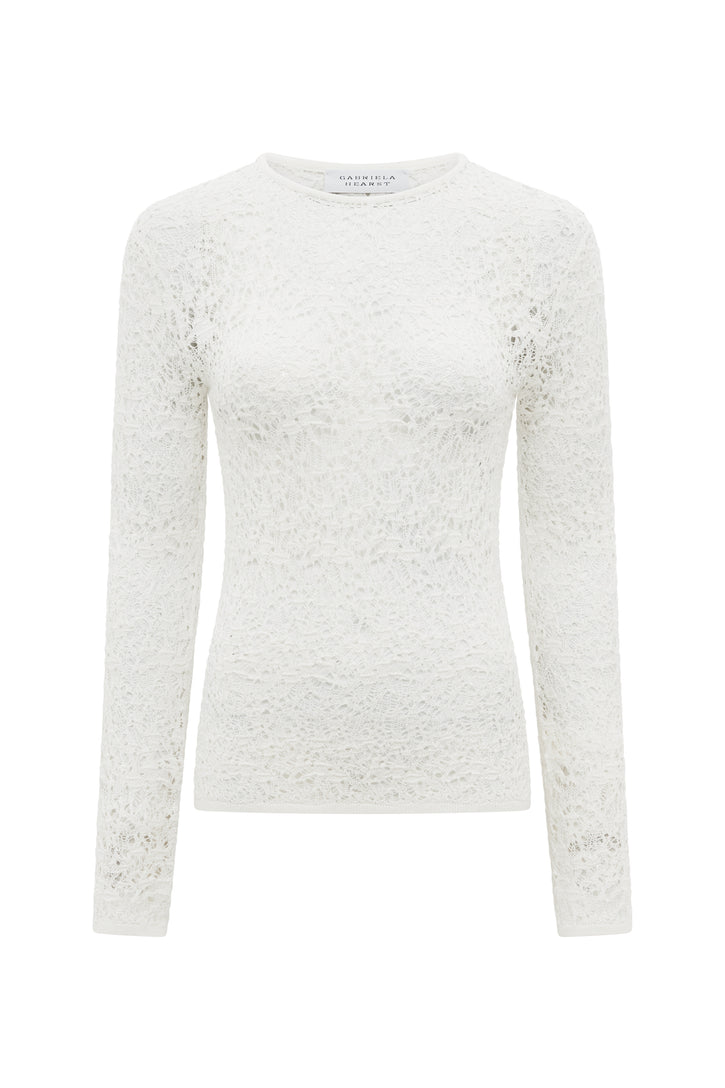 Dryas Crewneck in Ivory Merino Wool Silk
