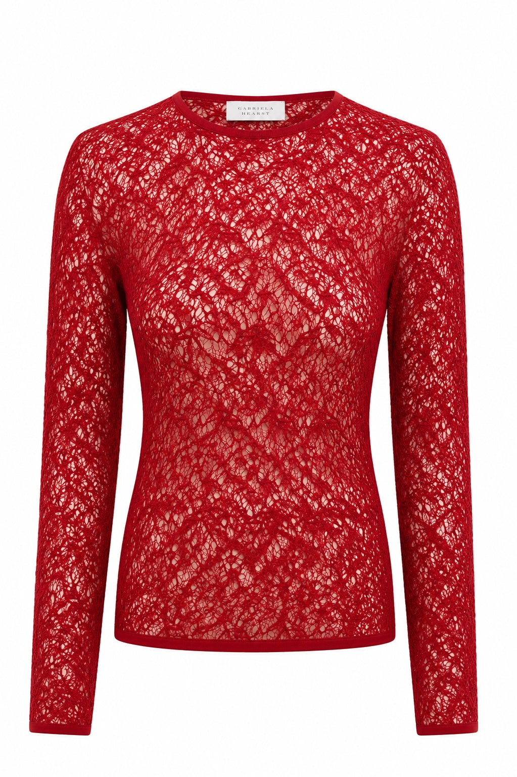 Dryas Crewneck in Scarlet Red Merino Wool Silk
