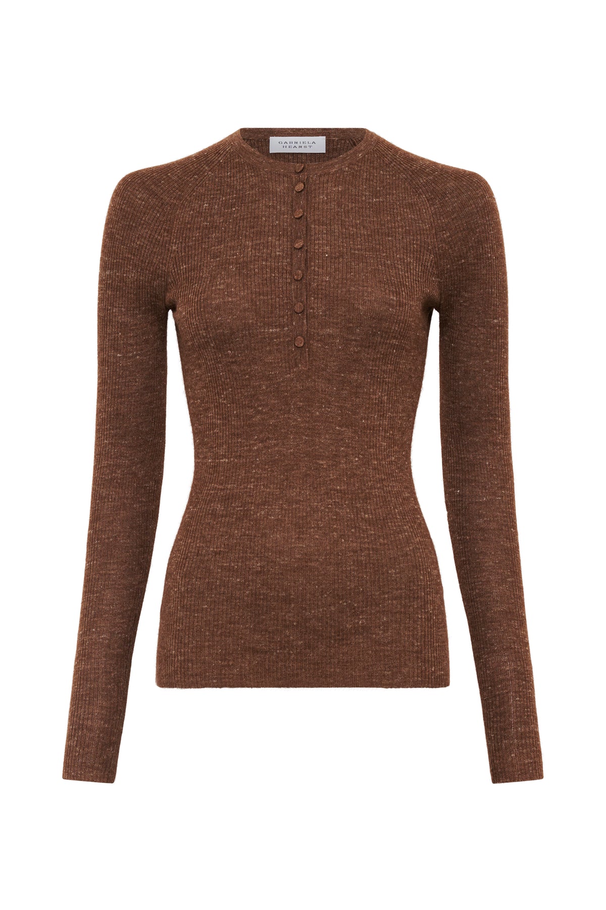 Anges Henley in Camel Hempish Cashmere Silk