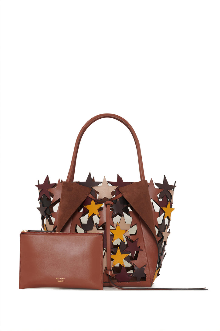 Marija Patchwork Stars Tote Bag in Multi Nappa Leather