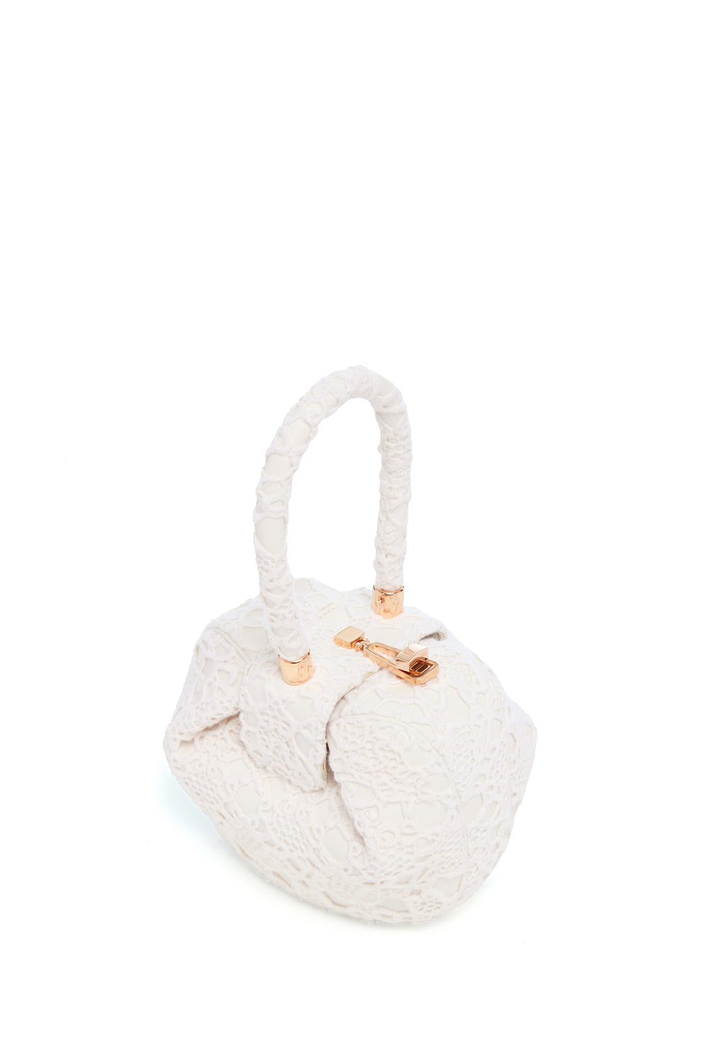 Demi Bag in Ivory Nappa Leather with Cashmere Lace